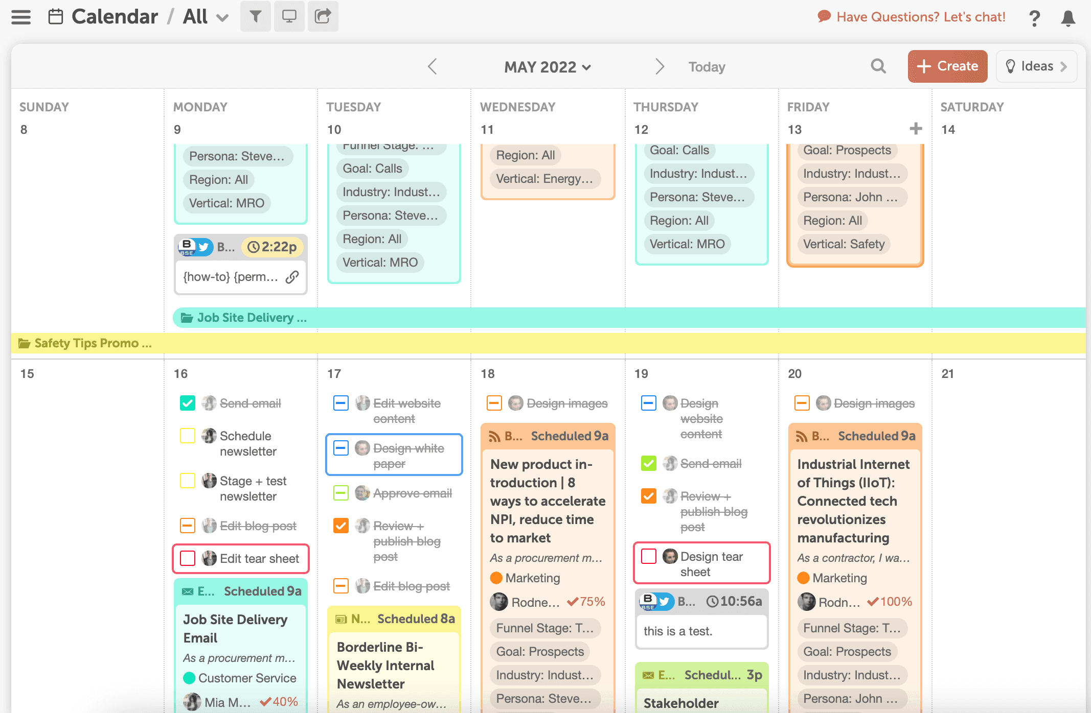 content calendar